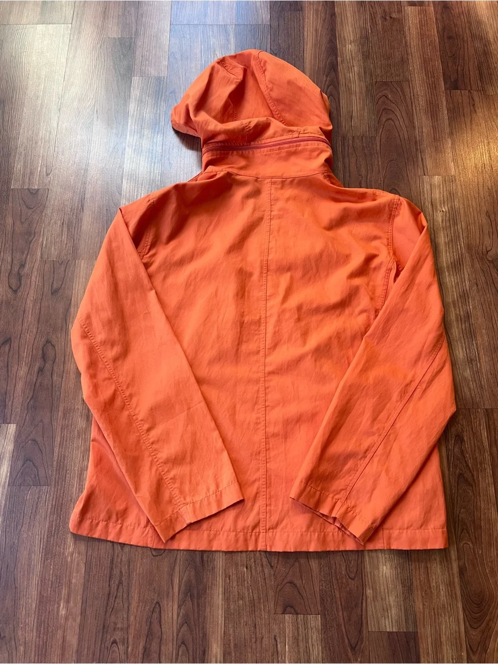Chico's Women’s Bright Orange Hooded Zip Windbreaker